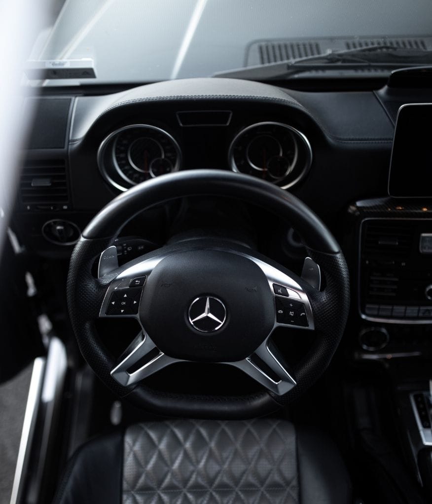 Interior of a premium Mercedes vehicle
