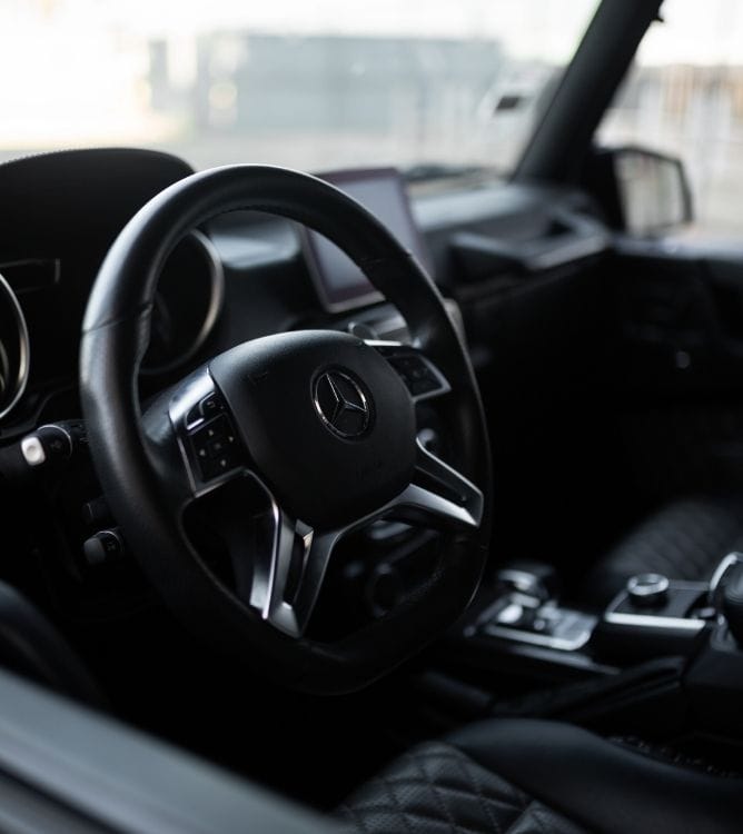 Mercedes car dashboard in a premium chauffeur vehicle