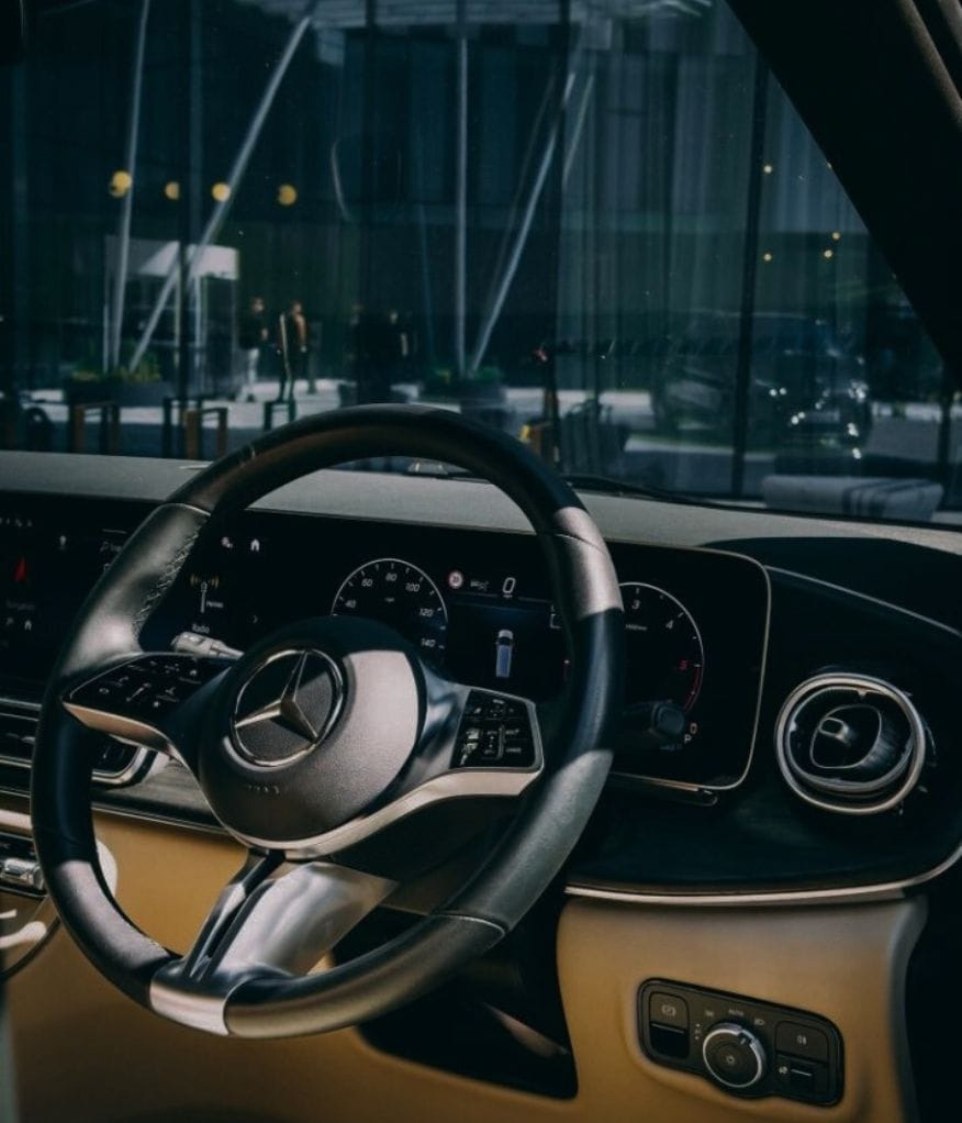 Luxury Mercedes interior of a chauffeur vehicle